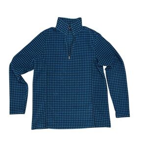 Lands' End Blue and Black Houndstooth QuarterZip Pullover Size‎ M (10-12)